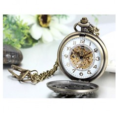 JewelryWe 빈티지 귀여운 돌고래 높은 Openwork 수동 권선 기계식 회중 시계 해골 시계 스웨터 목걸이 체인, 크리스마스, 생일