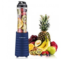 La Reveuse 스무디 블렌더 개인용 크기 300와트 18온스 BPA 프리 휴대용 여행용 스포츠 병, 네이비