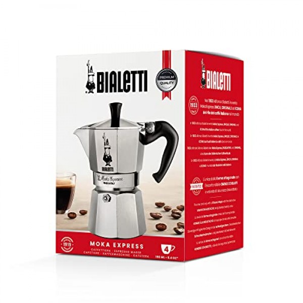 Bialetti Moka Express Export Espresso Maker, 4 Tassen, Silver: 드립 커피 메이커: 가정 및 주방