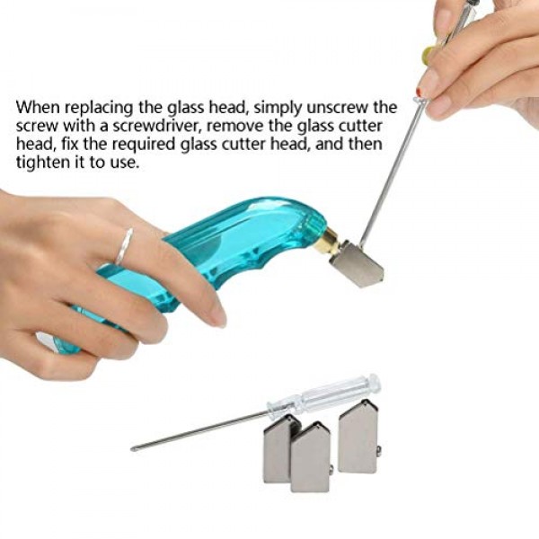 YOTINO 유리 절단 도구 키트에는 펜치 2개, 추가 교체 헤드 3개, 텅스텐 스크라이브 조각 펜, 드라이버 및 오일 스포이트가 포함된 블루 그립 오일 공급 유리 커터가 포함