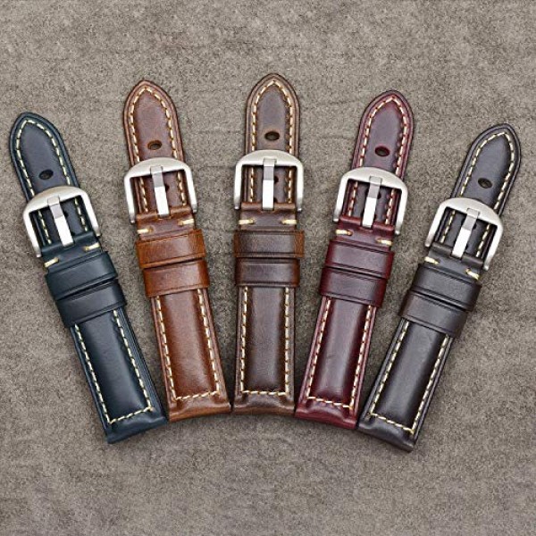 빈티지 가죽 시계 밴드 EACHE 시계 스트랩 오일 왁스/변색된 리치 그레인 정품 가죽 교체 시계 밴드 여성용 남성용 18mm 19mm 20mm 21mm 22mm 23mm 24mm