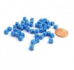 Koplow Games 50 6면 D6 5mm .197 인치 다이 작은 소형 소형 파란색 주사위
