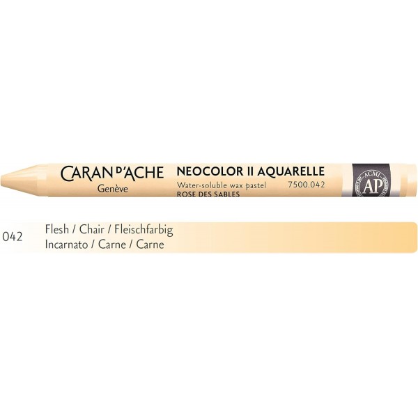 Caran d'Ache NEOCOLOR II 042 미트 컬러/미트 (7500.042) / 파스텔 10개 (1팩) / 수용성 왁스로 만든/ 종이 골판지용 유리 목재 가죽 패브릭 스톤
