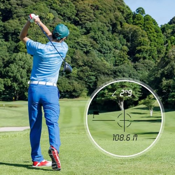 슬로프 1000 야드가있는 골프 레이저 거리 측정기 USB 충전식 골프 레이저 거리 측정기 사냥 거리 측정기 망원경, 골프 및 사냥을위한 6.5X 배율 선명한보기, 보관 가방 