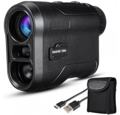 슬로프 1000 야드가있는 골프 레이저 거리 측정기 USB 충전식 골프 레이저 거리 측정기 사냥 거리 측정기 망원경, 골프 및 사냥을위한 6.5X 배율 선명한보기, 보관 가방 