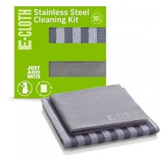 E-Cloth 스테인리스 스틸 클리닝 키트 극세사 실버 & 그레이 천 2개 세트 1팩