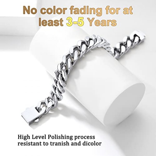 Bestyle 커브 체인 팔찌 남성용 여성용 스테인레스 스틸 시크 마이애미 각인 맞춤형 선물