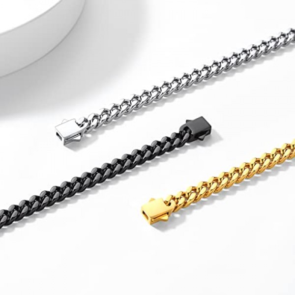 Bestyle 커브 체인 팔찌 남성용 여성용 스테인레스 스틸 시크 마이애미 각인 맞춤형 선물