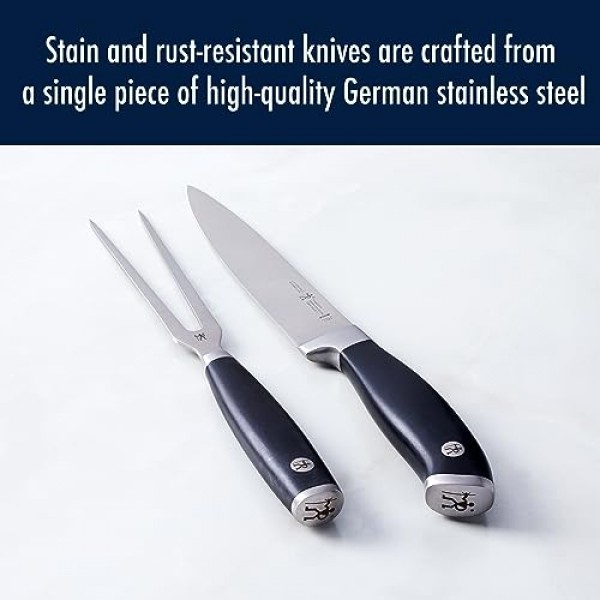 HENCKELS Forged Elite Razor-Sharp 2피스 조각 칼 세트, 100년 이상의 숙련된 기술을 바탕으로 제작된 독일 기술