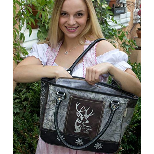 Domelo Tracht 여성용 의상 가방 여자 옷 가방 대형 구매자 핸드백 손목 가방 빈티지 여성 가방 캔버스 가방 전통 옥토버페스트, 블랙 그레이, 전통 의상