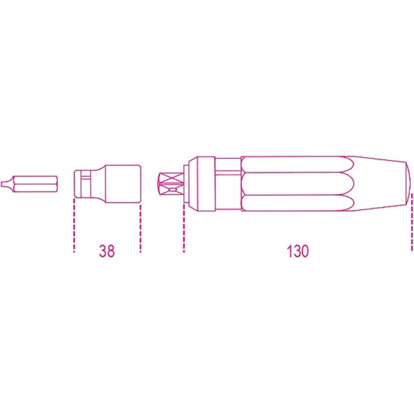 Beta BE 1295-C14 비트 세트 포함 핸드 임팩트 렌치, 작업장 장비용 임팩트 렌치(14피스 스크류 비트 세트, 보관 상자 포함, 크기: 170x100x35mm), 은색/주황색