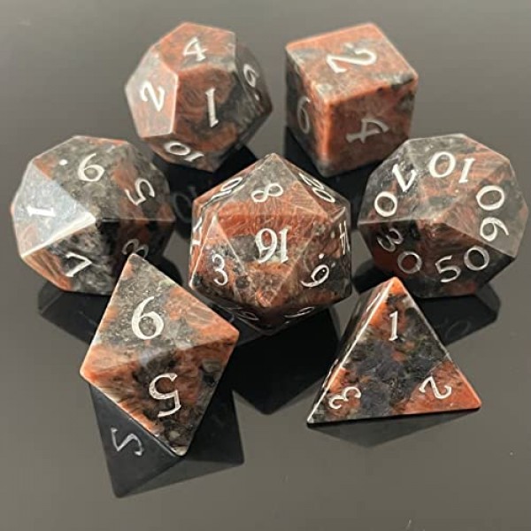 Amatolo 수제 천연 보석 주사위 세트, 던전 앤 드래곤용 컬렉션 옥 주사위(Glaucophane 편암)