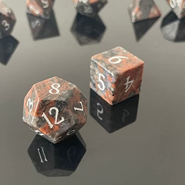 Amatolo 수제 천연 보석 주사위 세트, 던전 앤 드래곤용 컬렉션 옥 주사위(Glaucophane 편암)