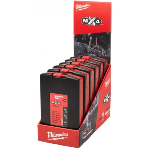 Milwaukee Display HAMMERB.SDS+ MX4(6 X 7-TLG.) 4932478673