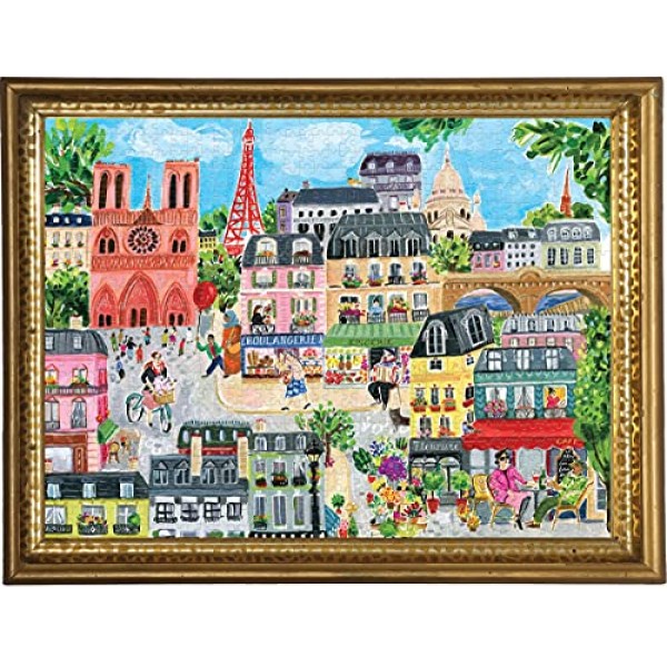 eeBoo: 하루에 파리를 조각하고 사랑하세요 1000조각 직사각형 성인 직소 퍼즐, 성인과 가족을 위한 퍼즐, 광택 있고 튼튼한 조각 및 최소한의 퍼즐 먼지