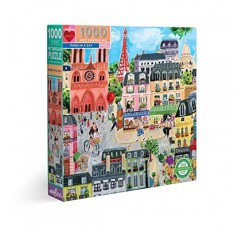 eeBoo: 하루에 파리를 조각하고 사랑하세요 1000조각 직사각형 성인 직소 퍼즐, 성인과 가족을 위한 퍼즐, 광택 있고 튼튼한 조각 및 최소한의 퍼즐 먼지