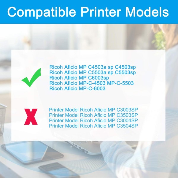 LCL 호환 토너 카트리지 841853 Aficio Mp C4503 MP C5503 MP C6003(1PK 블랙) Ricoh Aficio MP C4503a sp C4503sp C5503a sp C5503sp C6003sp MP-C-45503 MP-C-5용 교체