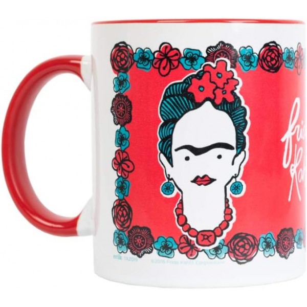 Grupo Erik 머그 Frida Kahlo | Alas pa Volar를 모티브로 한 커피 컵 | 330ml 용량의 커피 머그 | 화이트 찻잔 | 커피잔 Frida Kahlo | 아아 볼라