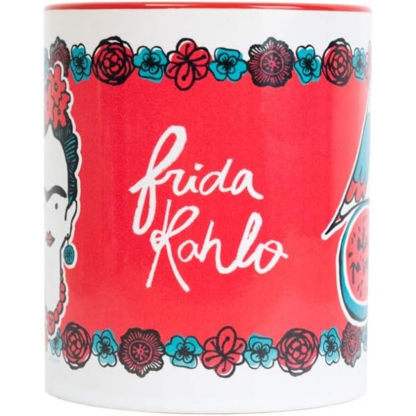 Grupo Erik 머그 Frida Kahlo | Alas pa Volar를 모티브로 한 커피 컵 | 330ml 용량의 커피 머그 | 화이트 찻잔 | 커피잔 Frida Kahlo | 아아 볼라