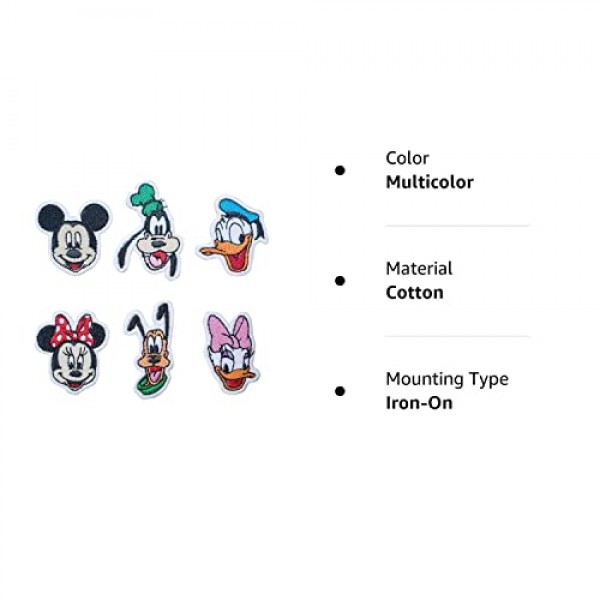 6 PCS 미니 세트 의류에 대 한 패치에 귀여운 만화 미키 아이언/청바지, 모자, 가방에 대 한 수 놓은 패치 Applique에 철