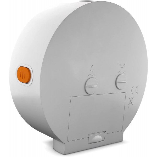 광 센서, 알람 리피터 및 읽기 쉬운 다이얼이 있는 Mebus 아날로그 석영 알람 시계, 똑딱거리지 않고 무음, 원형, 직경 10cm, 재질: 플라스틱, 색상: 흰색, 모델: 25629