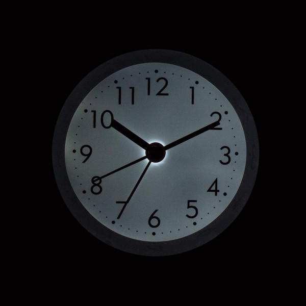 광 센서, 알람 리피터 및 읽기 쉬운 다이얼이 있는 Mebus 아날로그 석영 알람 시계, 똑딱거리지 않고 무음, 원형, 직경 10cm, 재질: 플라스틱, 색상: 흰색, 모델: 25629