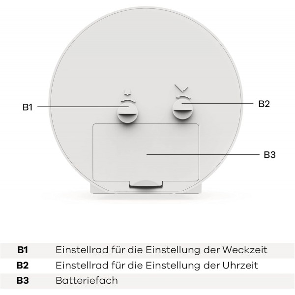 광 센서, 알람 리피터 및 읽기 쉬운 다이얼이 있는 Mebus 아날로그 석영 알람 시계, 똑딱거리지 않고 무음, 원형, 직경 10cm, 재질: 플라스틱, 색상: 흰색, 모델: 25629