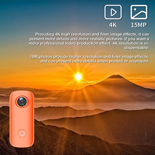 SJCAM C100+ 소형 액션 포켓 카메라 웨어러블, 4K30fps WiFi 카메라, 앱 제어, 수중 98 FT 방수, 자기, 마운트 키트가 포함된 헬멧 카메라, 32G SD 카드(주황색)