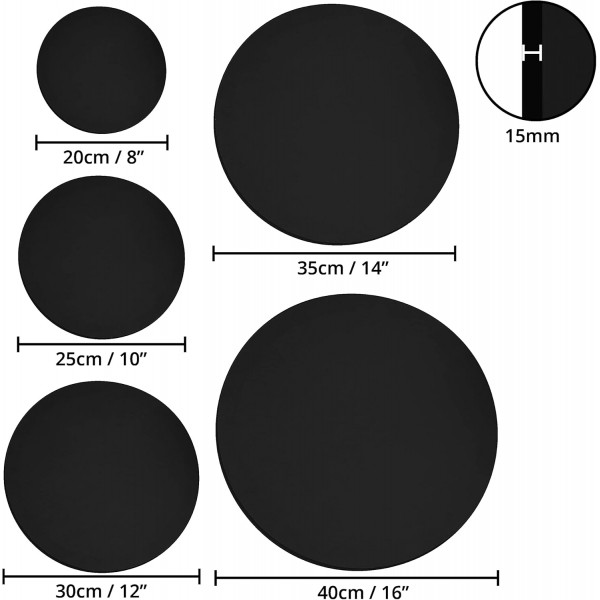 Belle Vous 블랭크 블랙 라운드 캔버스(5개) - 5가지 크기 - 회화용 사전 스트레치 라운드 캔버스 - 아크릴 페인팅, 유화, 스케치 및 드로잉용 캔버스