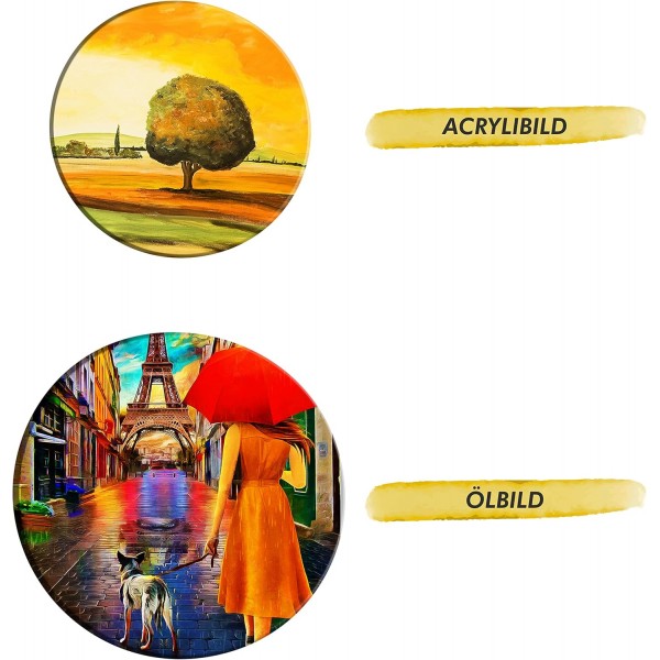 Belle Vous 블랭크 블랙 라운드 캔버스(5개) - 5가지 크기 - 회화용 사전 스트레치 라운드 캔버스 - 아크릴 페인팅, 유화, 스케치 및 드로잉용 캔버스