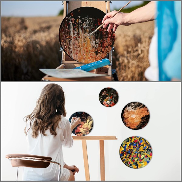 Belle Vous 블랭크 블랙 라운드 캔버스(5개) - 5가지 크기 - 회화용 사전 스트레치 라운드 캔버스 - 아크릴 페인팅, 유화, 스케치 및 드로잉용 캔버스