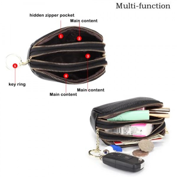 BAYINBROOK 가죽 여성용 지갑 다층 지퍼 지갑 카드 홀더 지갑 여성, 레드 와인, 우아한에 적합한 미니 간단하고 귀여운 지갑