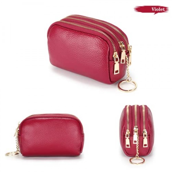 BAYINBROOK 가죽 여성용 지갑 다층 지퍼 지갑 카드 홀더 지갑 여성, 레드 와인, 우아한에 적합한 미니 간단하고 귀여운 지갑