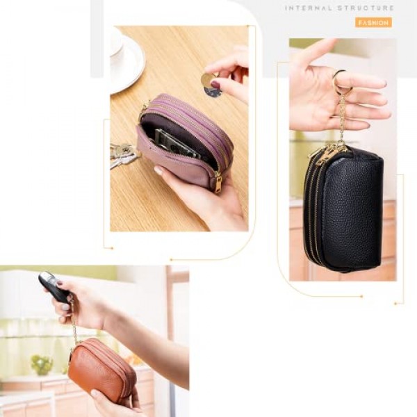 BAYINBROOK 가죽 여성용 지갑 다층 지퍼 지갑 카드 홀더 지갑 여성, 레드 와인, 우아한에 적합한 미니 간단하고 귀여운 지갑