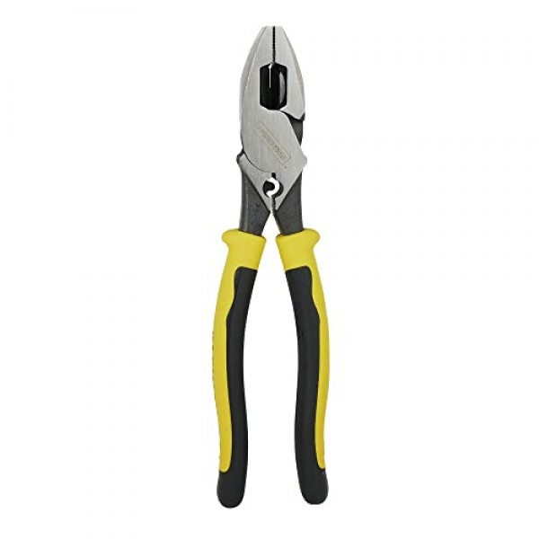 Klein Tools J213-9NECR Journeyman 플라이어 커넥터 압착 측면, 미국산, 힌지 뒤 압착 다이가 특징인 고레버리지 설계, 9인치