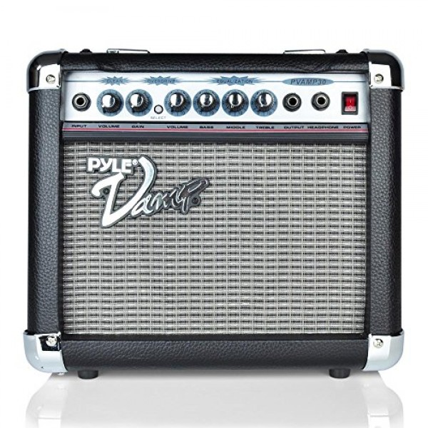 Pyle 30W VampSeries 앰프 - 3밴드 EQ 및 오버드라이브 포함, 바삭바삭하고 강력한 사운드를 위한 클린 및 오버드라이브 채널 포함, 20Hz ~ 15kHz 주파수 응답, 블랙