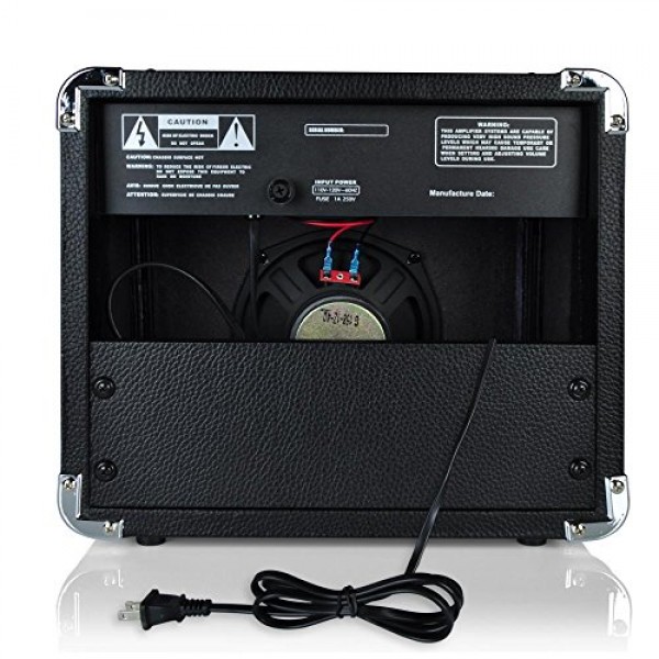 Pyle 30W VampSeries 앰프 - 3밴드 EQ 및 오버드라이브 포함, 바삭바삭하고 강력한 사운드를 위한 클린 및 오버드라이브 채널 포함, 20Hz ~ 15kHz 주파수 응답, 블랙