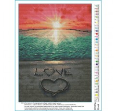 Awesocrafts Counted Cross Stitch Kits 양각 된 사랑 로그인 해변 일몰 바다 간단한 패턴 크로스 스티치 자수 바느질 용품 (해변)