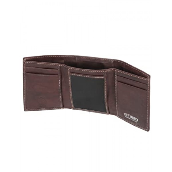 Steve Madden 남성용 RFID 가죽 삼단 지갑