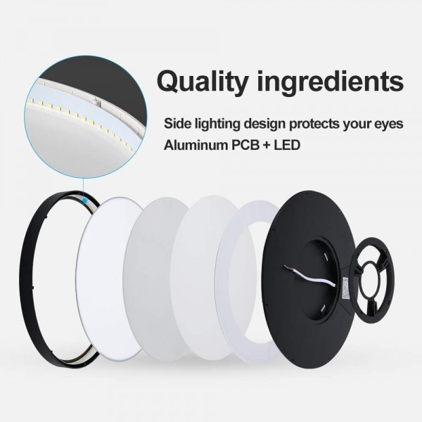 LVL LED 스마트 평면 천장 조명 WiFi Tuya 앱 AI 음성 제어 Alexa Echo Google 홈 24W 라운드 D30cm 디 밍이 가능한 현대 표면 실장 천장 조명 거실 주방 침실 사무실 (블랙)