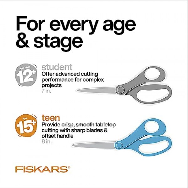 Fiskars 8인치 청소년 가위, 15세 이상, 블루