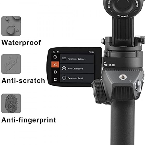 PCTC Weebill 2 카메라 안정기 디스플레이 화면 보호기 Zhiyun Weebill 2 카메라 안정기와 호환 가능, 0.3mm 9H 경도 강화 유리 플림 설치 용이(2팩)