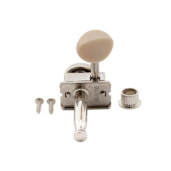 Musiclily Pro 6 인라인 빈티지 기타 잠금 튜너 스트링 튜닝 페그 키 펜더 스콰이어 클래식 바이브 스트랫/텔레 일렉트릭 기타용 머신 헤드 세트, 타원형 플라스틱 버튼이 