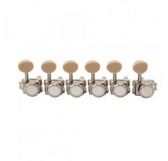 Musiclily Pro 6 인라인 빈티지 기타 잠금 튜너 스트링 튜닝 페그 키 펜더 스콰이어 클래식 바이브 스트랫/텔레 일렉트릭 기타용 머신 헤드 세트, 타원형 플라스틱 버튼이 