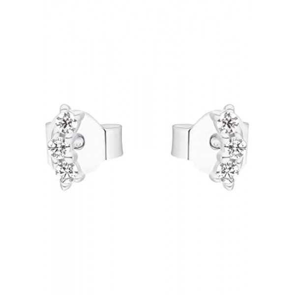 s.Oliver 2034843 여성용 스터드 귀걸이 925 스털링 실버 합성 지르코니아 0.6 cm 실버 주얼리 선물 상자에 들어있음, 스털링 실버, 큐빅 지르코니아