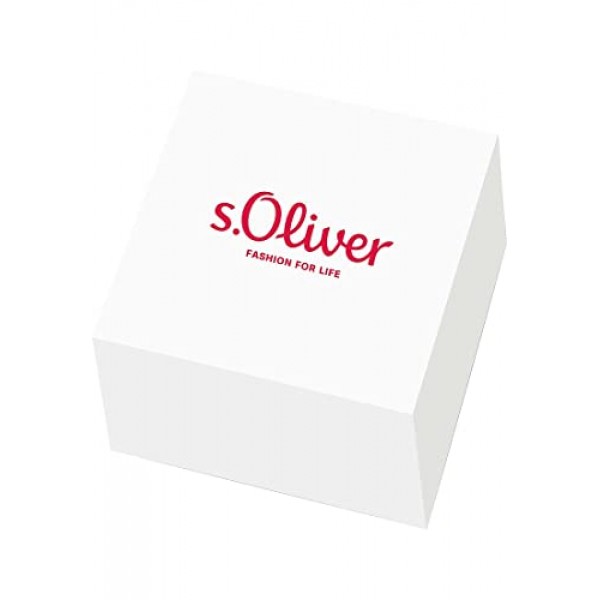 s.Oliver 2034843 여성용 스터드 귀걸이 925 스털링 실버 합성 지르코니아 0.6 cm 실버 주얼리 선물 상자에 들어있음, 스털링 실버, 큐빅 지르코니아