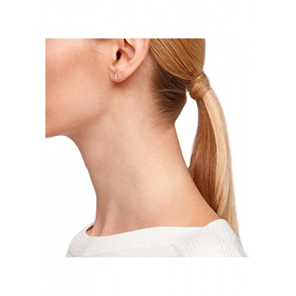 s.Oliver 2034843 여성용 스터드 귀걸이 925 스털링 실버 합성 지르코니아 0.6 cm 실버 주얼리 선물 상자에 들어있음, 스털링 실버, 큐빅 지르코니아