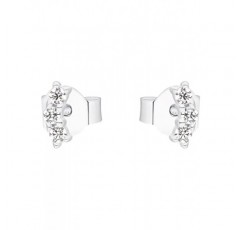 s.Oliver 2034843 여성용 스터드 귀걸이 925 스털링 실버 합성 지르코니아 0.6 cm 실버 주얼리 선물 상자에 들어있음, 스털링 실버, 큐빅 지르코니아