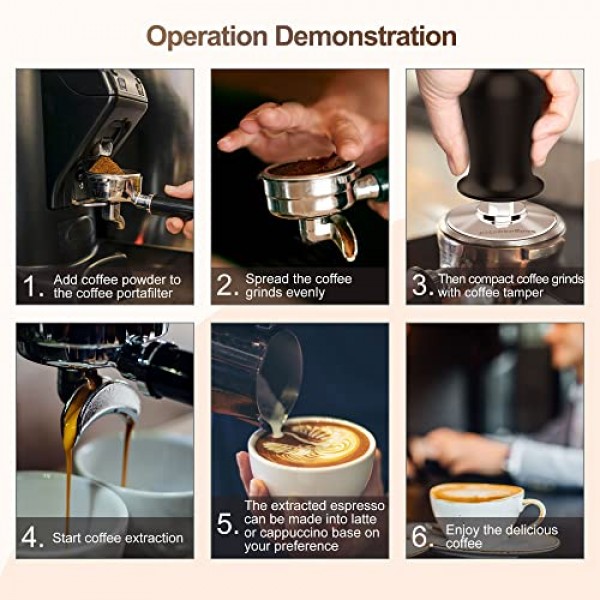 커피 53mm 에스프레소 보정 탬퍼: KitchenBoss 에스프레소 압력 탬퍼, 커피 스프링 로드 탬퍼 에스프레소 핸드 탬퍼 | 가중 커피 에스프레소 탬퍼 53 MM