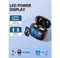 블루투스 헤드폰, 헤드폰 CVC8.0 마이크가 있는 무선 블루투스 5.3 인이어, 40H 무선 헤드폰 14.2mm 스테레오가 있는 소음 차단 이어버드, 2023 새로운 무선 헤드폰 IP7 방수 US